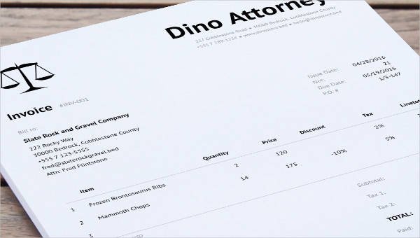 Some Important Elements in the Sample Invoice for Legal Services